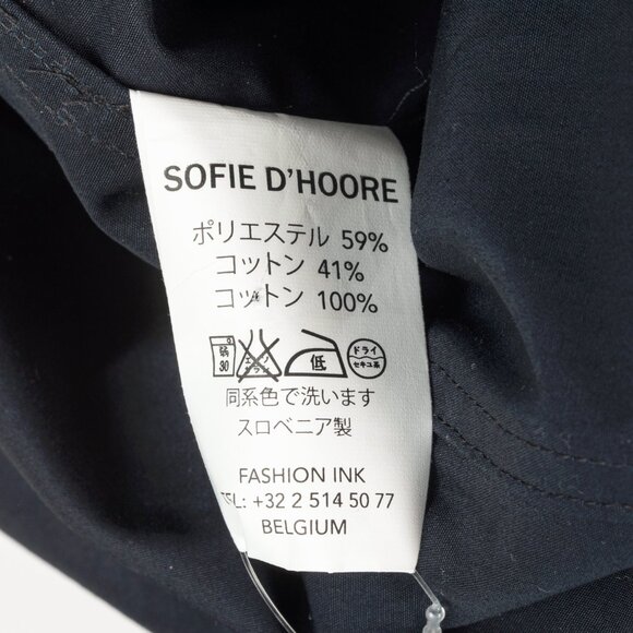 Sofie D'Hoore Navy Cotton Pleated-Sleeve Midi Shift Dress - Picture 8 of 8